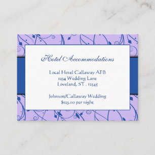 Cartão De Informações Casamento de Cabelo Floral Lilac Real Azul Monogra
