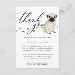 Cartão De Informações Casamento de cachorrinho Pug Obrigado