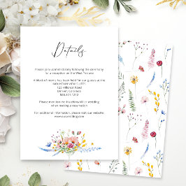 Cartão De Informações Casamento de Caligrafia de Flor Silvestre Boho Aqu