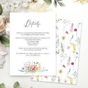 Cartão De Informações Casamento de Caligrafia de Flor Silvestre Boho Aqu