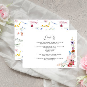 Cartão De Informações Casamento de Caligrafia de Flor Silvestre Boho Aqu
