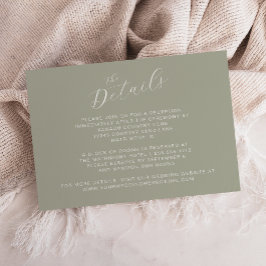 Cartão De Informações Casamento de Caligrafia Moderna Elegante Sage