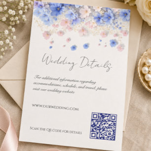 Cartão De Informações Casamento de Campo com Flores Silvestres Pastel Ro