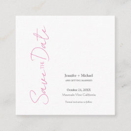 Cartão De Informações Casamento de Casamento Mínimo de Caligrafia Rosa B