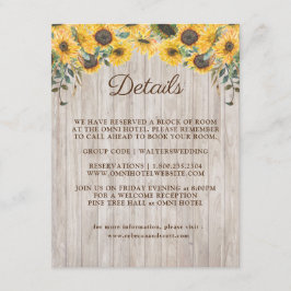 Cartão De Informações Casamento de Celeiro de Girassol de Madeira Rústic