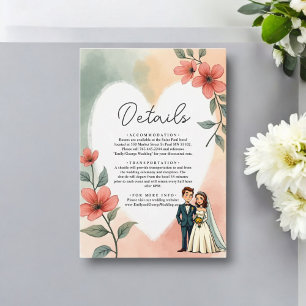 Cartão De Informações Casamento de Chic Watercolor Floral Dusty Groom