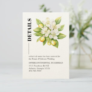 Cartão De Informações Casamento de Citros Amarelos Florais com Lemon e M