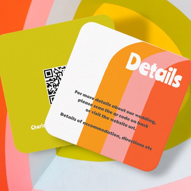 Cartão De Informações Casamento De Citros De Retro Negrito (Bold Retro Citrus Wedding Enclosure Card from Ricaso. A fun statement for a fun couple)