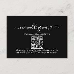 Cartão De Informações Casamento de Código QR de Caligrafia Branca Simple