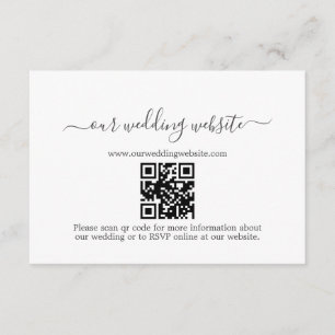 Cartão De Informações Casamento de Código QR de Caligrafia Moderna Minim