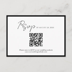 Cartão De Informações Casamento de Código QR de Limite Preto de Script M