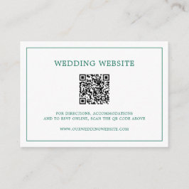 Cartão De Informações Casamento de Código QR de Monograma Verde Esmerald