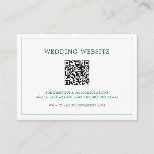 Cartão De Informações Casamento de Código QR de Monograma Verde Esmerald