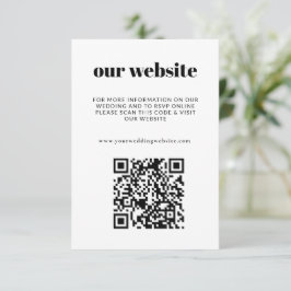 Cartão De Informações Casamento de código QR de RSVP Preto e Branco Clás