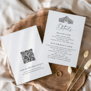 Cartão De Informações Casamento de Código QR do Elegante Barn Details