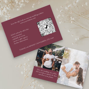 Cartão De Informações Casamento de Código QR RSVP Online de Foto do Burg