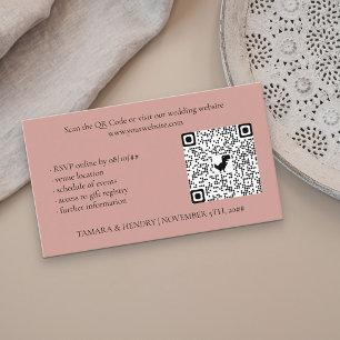 Cartão De Informações Casamento de Código QR RSVP Online de rosa Dourado