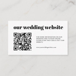 Cartão De Informações Casamento de código QR RSVP preto e branco Elegant