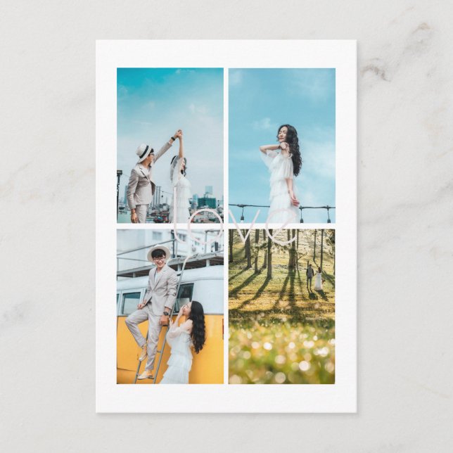 Cartão De Informações Casamento de Colagem de Fotos do Amor Romance Bran (Frente)