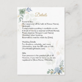 Cartão De Informações Casamento de Cor Floral Verde do Código QR