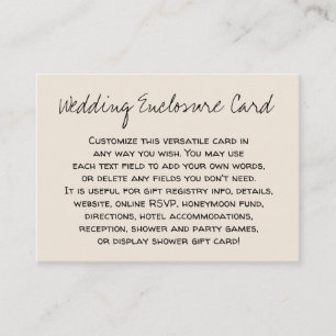 Cartão De Informações Casamento de Creme Versátil, Personalizado, DIY
