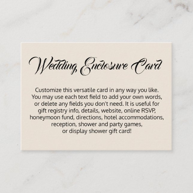 Cartão De Informações Casamento de Creme Versátil, Simples e Com Fenda (Frente)