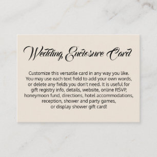 Cartão De Informações Casamento de Creme Versátil, Simples e Com Fenda