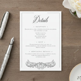 Cartão De Informações Casamento de Crest de Aves da Chinoiserie Negra El