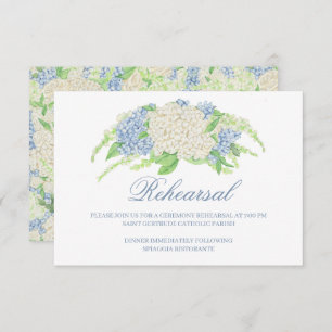 Cartão De Informações Casamento de Crest de Hydrangea Azul e Branco