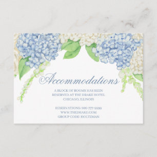 Cartão De Informações Casamento de Crest de Hydrangea Azul e Branco