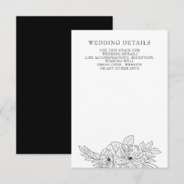 Cartão De Informações Casamento de Desenho Floral Elegante Mínimo