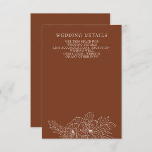 Cartão De Informações Casamento de Desenho Floral Elegante Mínimo