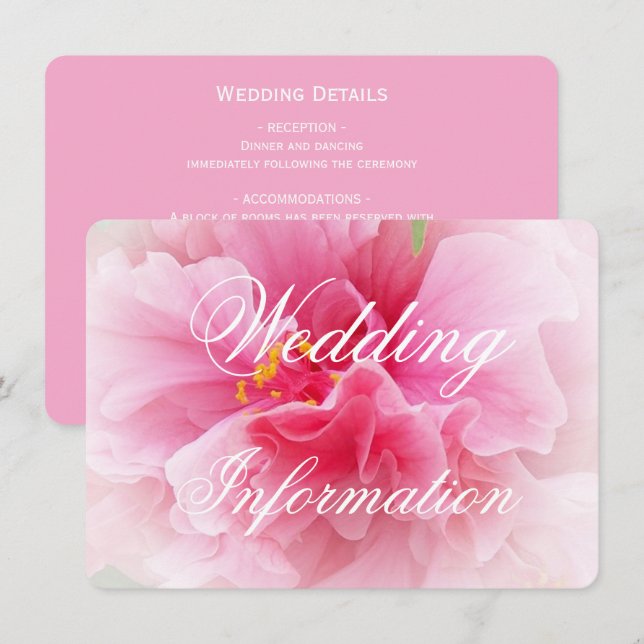 Cartão De Informações Casamento de Design Floral Rosa (Frente/Verso)