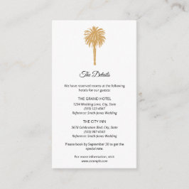 Cartão De Informações Casamento de Destino da Árvore Dourada de Praia Tr