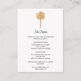 Cartão De Informações Casamento de Destino da Árvore Dourada de Praia Tr