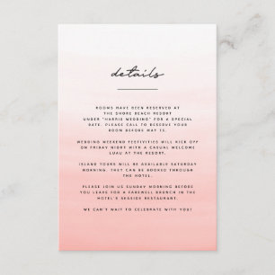 Cartão De Informações Casamento de destino de praia em aquarela