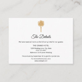 Cartão De Informações Casamento de Destino na Praia Tropical com Palmeir