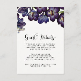 Cartão De Informações Casamento de Detalhes do Convidado Floral Purple F