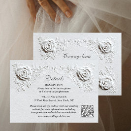 Cartão De Informações Casamento de Detalhes do Script Elegante de Rosas