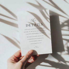 Cartão De Informações Casamento de Detalhes do Script Elegante do Monogr