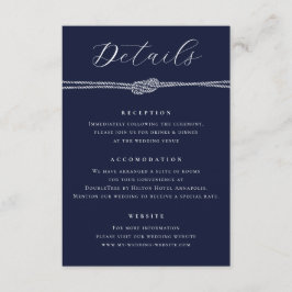 Cartão De Informações Casamento de Detalhes Elegantes Azuis do Marinho d