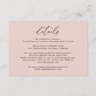 Cartão De Informações Casamento de Detalhes Simples Dusty Rosa Rosa