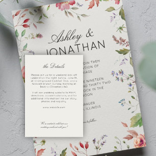 Cartão De Informações Casamento de Divisor Floral Moderno