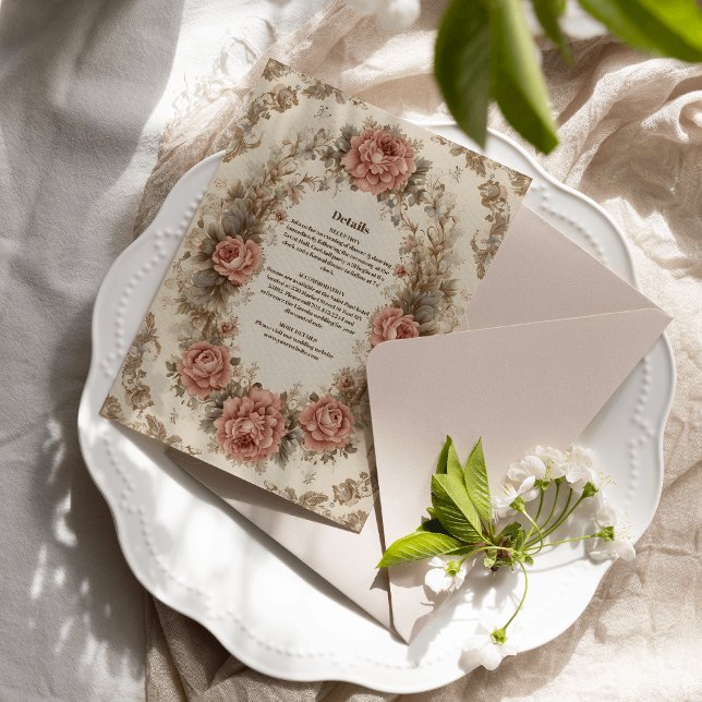 Cartão De Informações Casamento de Elegância Real Vitoriana (Criador carregado)