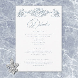 Cartão De Informações Casamento de Elegante Dusty Blue Chinoiserie Cheru