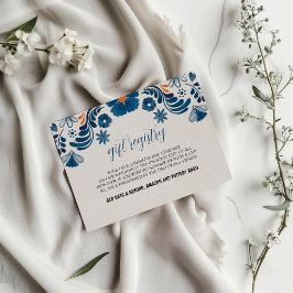 Cartão De Informações Casamento de Elegante Fiesta Floral Azul Mexicano