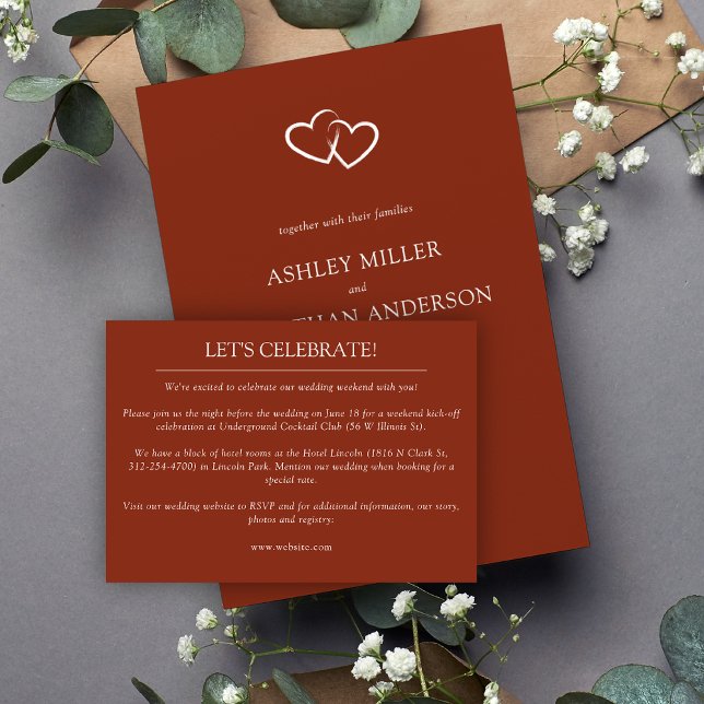 Cartão De Informações Casamento de Elementos Simples Modernos Elegante (Criador carregado)