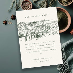 Cartão De Informações Casamento de esboço de montanha da vinícola Rustic