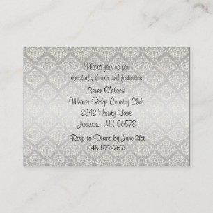 Cartão De Informações Casamento de Estilo do Damasco Silver 1