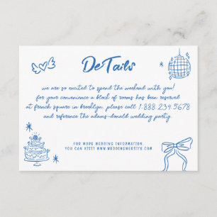 Cartão De Informações Casamento De Estilo Francês Desenhado Pela Mão Whi